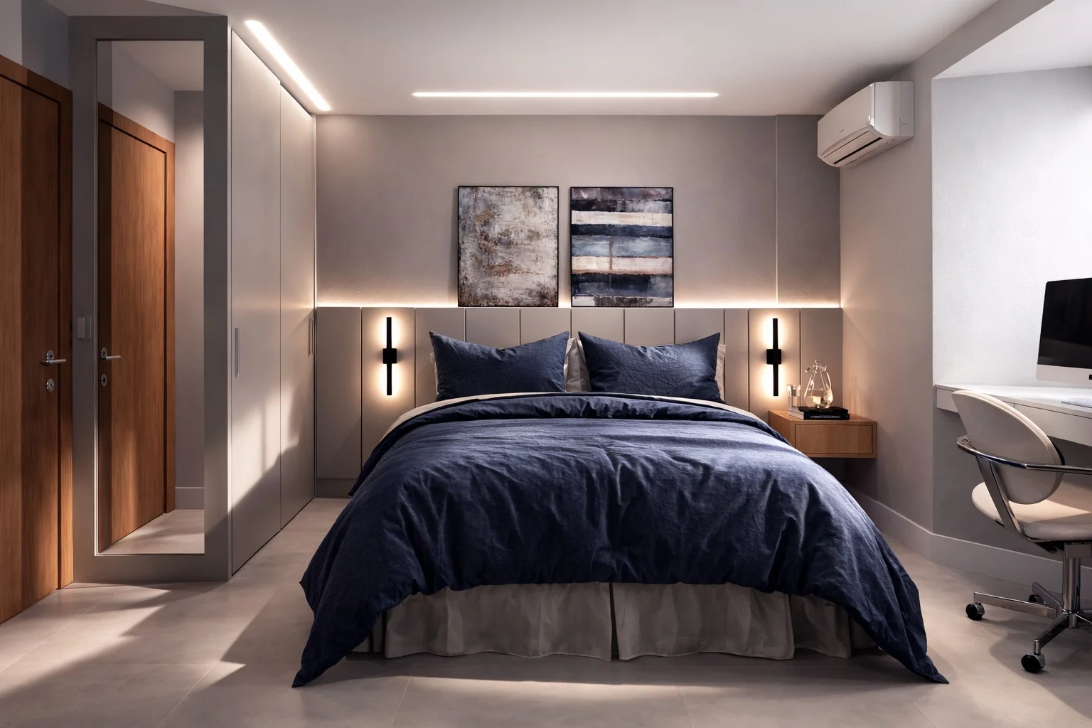 Projeto de interiore para quarto morderno e elegante
