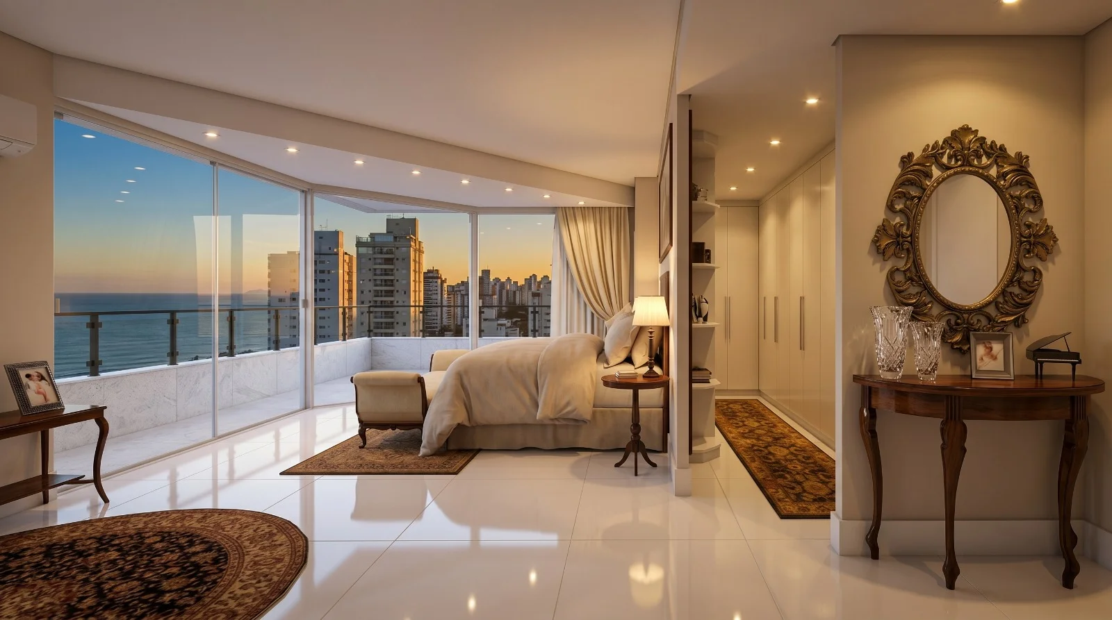 Ângulo alternativo do projeto de interior para quarto clássico
