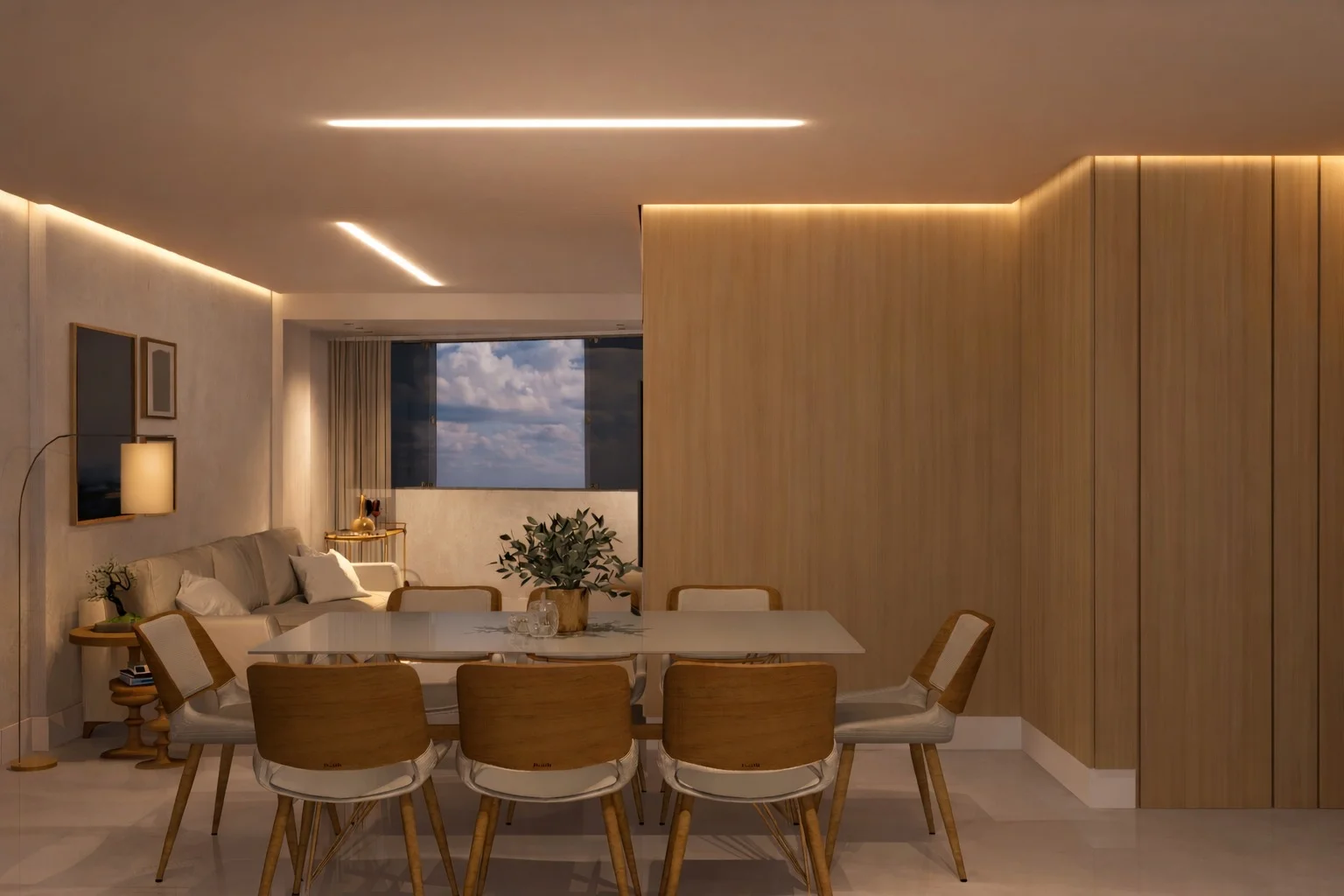 Ângulo alternativo do projeto de interior para sala de estar moderno
